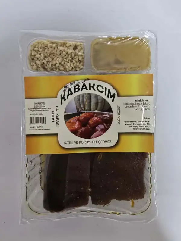 Kabak Tatlısı 500g Tahinli Fındıklı Doğal Katkısız Şeker Pancarından