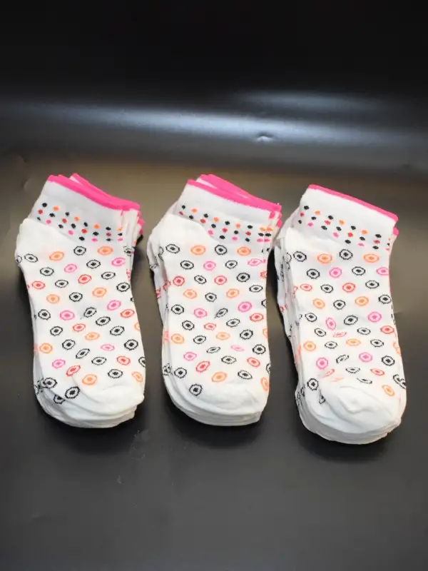 Kadın 12li Pamuklu Patik Çorap Beyaz Noktalı