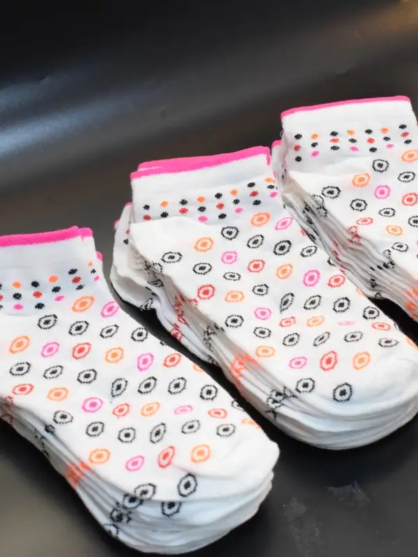 Kadın 12li Pamuklu Patik Çorap Beyaz Noktalı