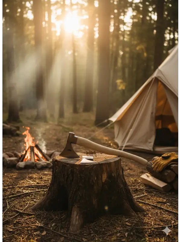 Kamp Baltası İkili Set – 37cm Survival ve 52cm Odun Yarma Baltası – Dövme Çelik Outdoor Seti