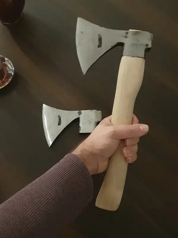 Kamp Baltası İkili Set – 37cm Survival ve 52cm Odun Yarma Baltası – Dövme Çelik Outdoor Seti