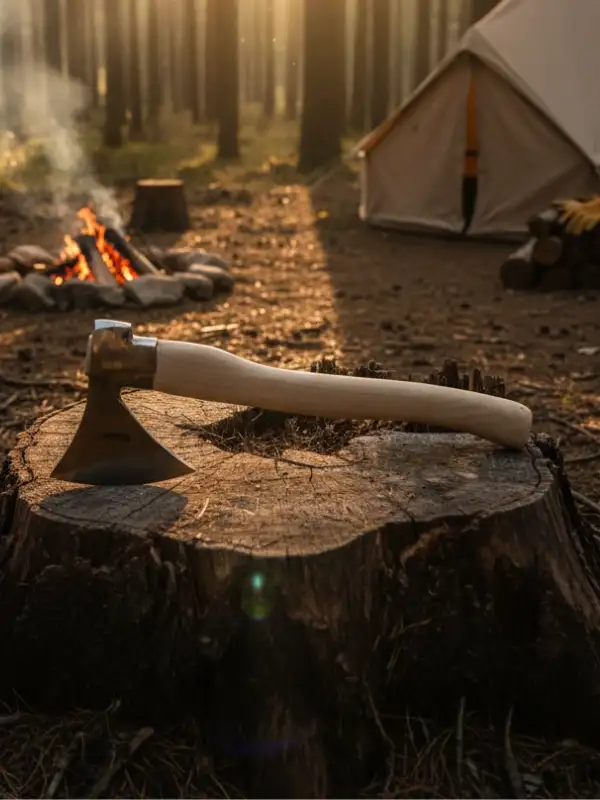 Kamp Baltası İkili Set – 37cm Survival ve 52cm Odun Yarma Baltası – Dövme Çelik Outdoor Seti