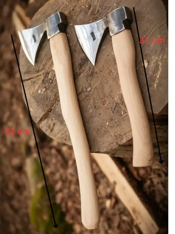Kamp Baltası İkili Set – 37cm Survival ve 52cm Odun Yarma Baltası – Dövme Çelik Outdoor Seti