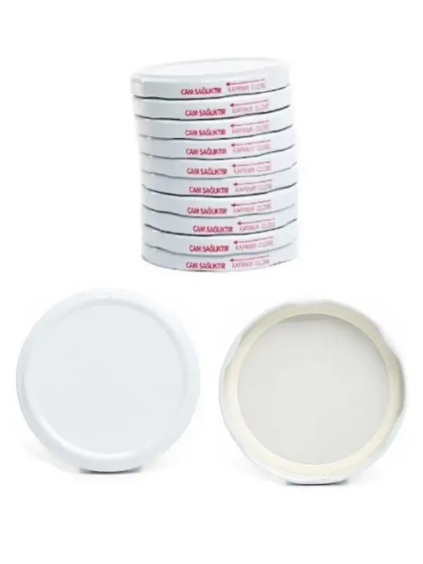 Kavanoz Kapağı 82mm 10lu Paket Beyaz Renk Vakumlu Konserve Kapağı