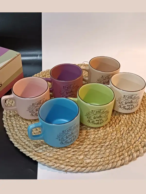 Keramika 6 Kişilik Seramik Çay Seti | Pastel Model