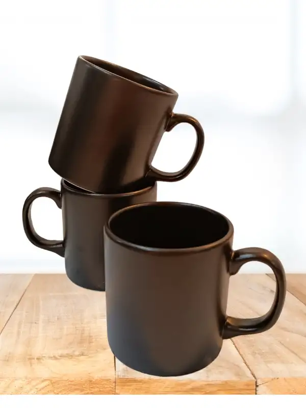 Keramika Mat Siyah Varil Kupa 350 ml