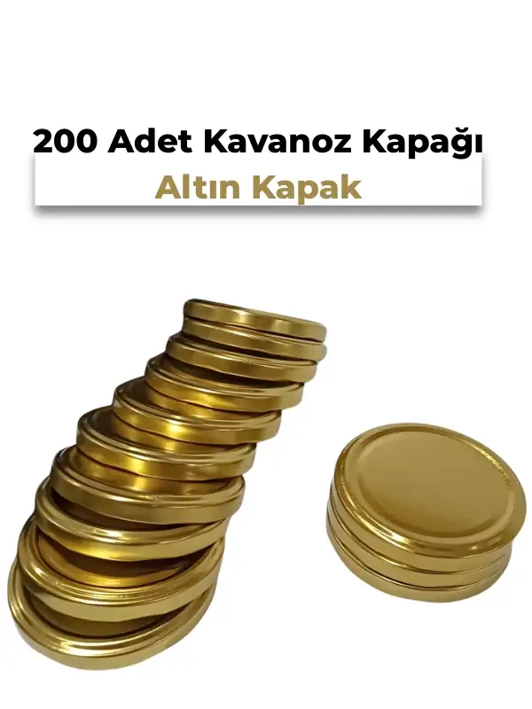 Konserve Kavanoz Kapağı 200 Adet 82mm Altın Kapak