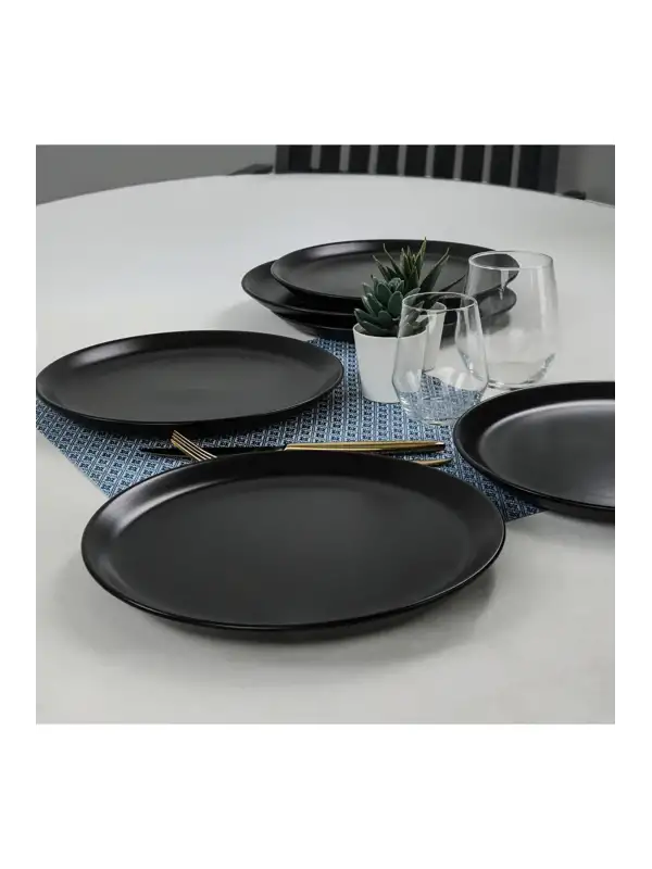 Mat Siyah Hitit Servis Tabağı 20 Cm 6 Adet