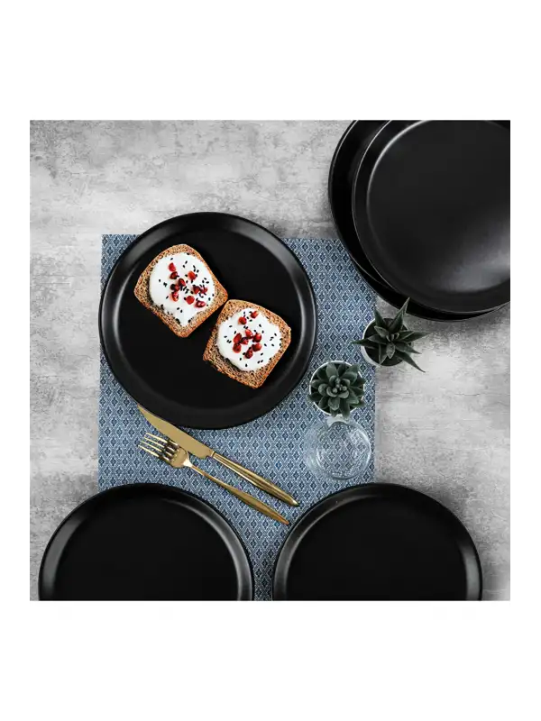 Mat Siyah Hitit Servis Tabağı 20 Cm 6 Adet