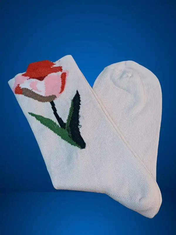 Lale Desenli Kadın Çorabı