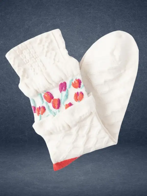 Lale Desenli Kadın Çorabı