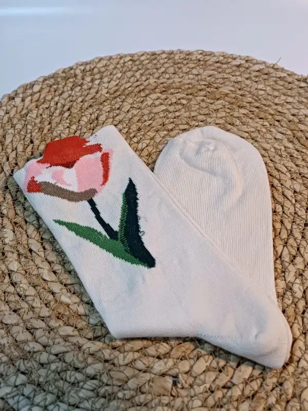 Lale Desenli Kadın Çorabı