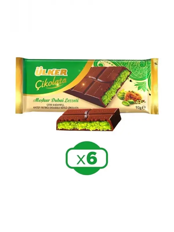 Meşhur Dubai Lezzeti Dubai Çikolatası 93 gr X 6 Adet