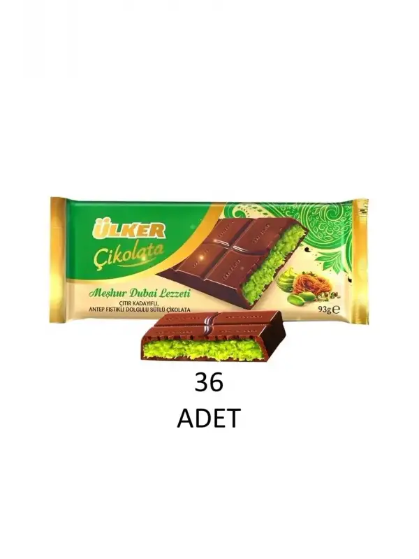 Meşhur Dubai Lezzeti Kadayıflı Dubai Çikolatası 93 G 36lı