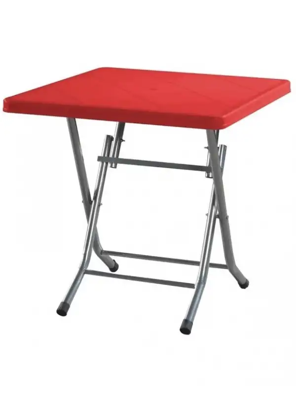 Mevsim Metal Ayaklı Plastik Masa 80*80 Kırmızı