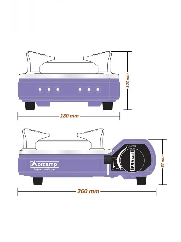 Mini Portatif Kamp Ocağı - Çantalı - Gaz Stop Emniyetli - 8 Adet 227 gr Kartuş