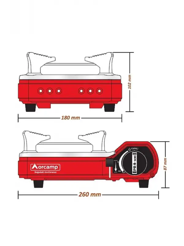 Mini Portatif Kamp Ocağı - Çantalı - Gaz Stop Emniyetli - 8 Adet 227 gr Kartuş