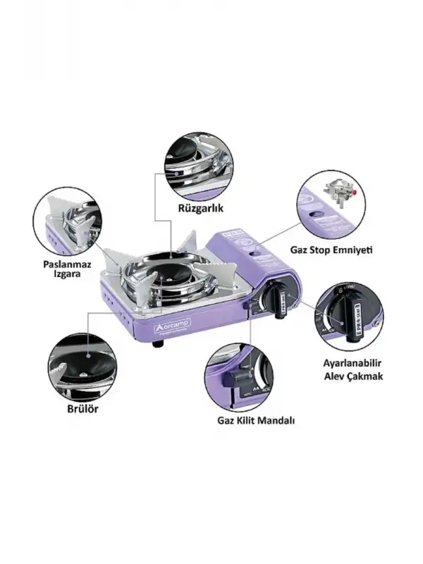 Mini Portatif Kamp Ocağı - Çantalı - Gaz Stop Emniyetli - 8 Adet 227 gr Kartuş