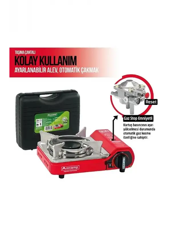 Mini Portatif Kamp Ocağı - Çantalı - Gaz Stop Emniyetli - 8 Adet 227 gr Kartuş