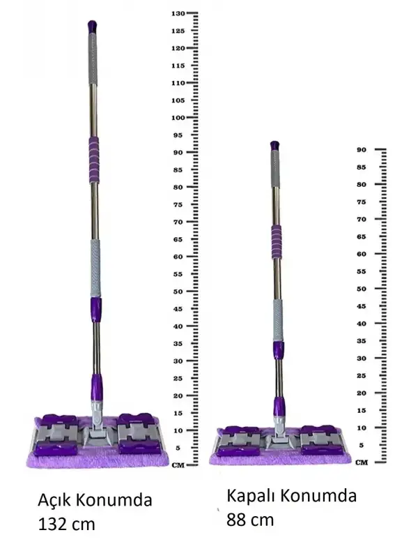 Mor Mandallı / Kıskaçlı Istediğin Bezi Tak Yer Duvar Cam Silme Mopu