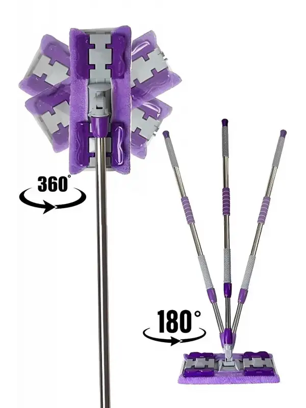 Mor Mandallı / Kıskaçlı Istediğin Bezi Tak Yer Duvar Cam Silme Mopu