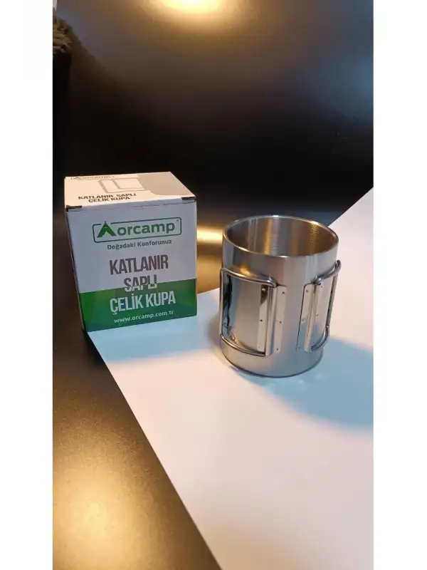 Orcamp Atatürk Silüet ve Otobüs Resimli Çelik Katlanır Saplı Kupa Bardak