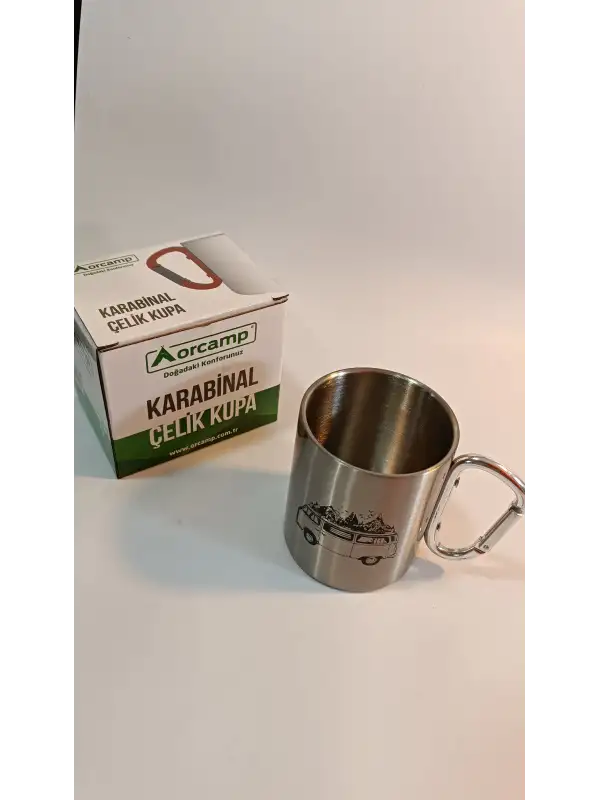 Orcamp Karabina Saplı Çelik Kupa Bardak Gri