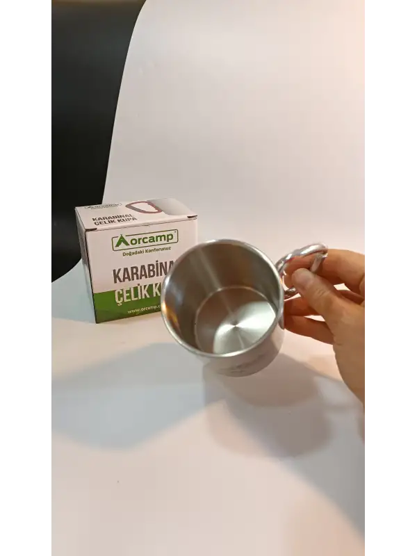 Orcamp Karabina Saplı Çelik Kupa Bardak Gri