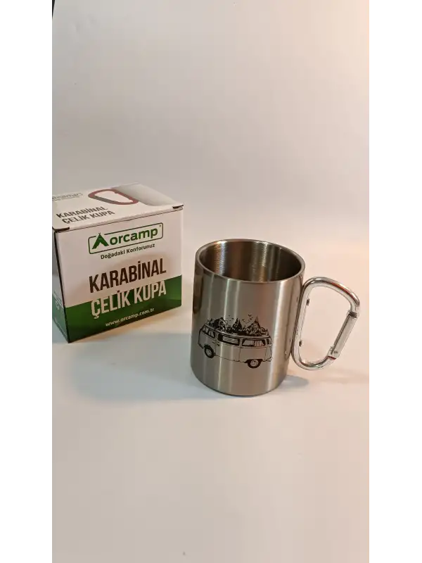 Orcamp Karabina Saplı Çelik Kupa Bardak Gri