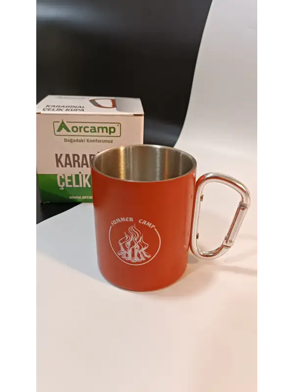Orcamp Karabina Saplı Çelik Kupa Bardak Kırmızı