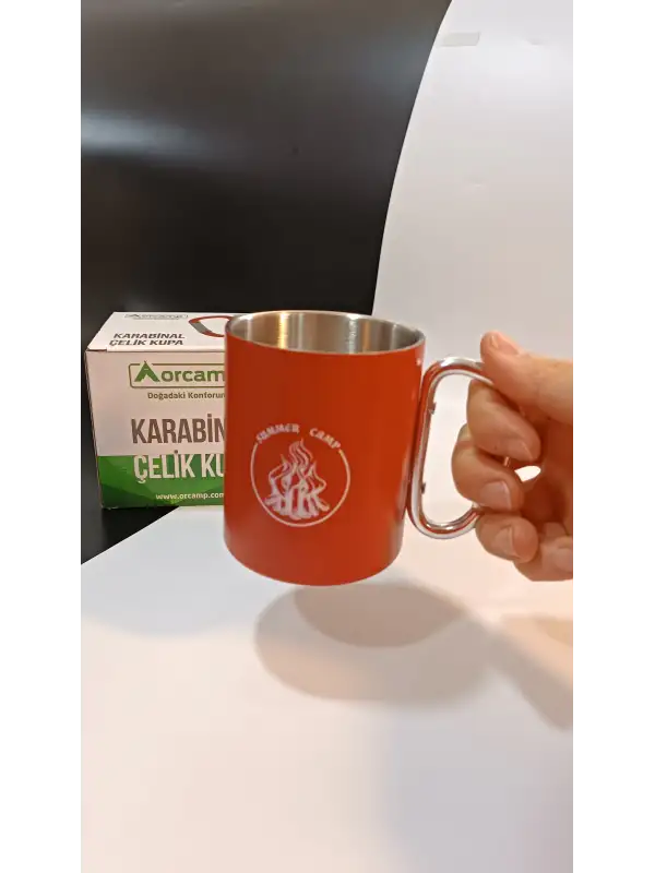 Orcamp Karabina Saplı Çelik Kupa Bardak Kırmızı