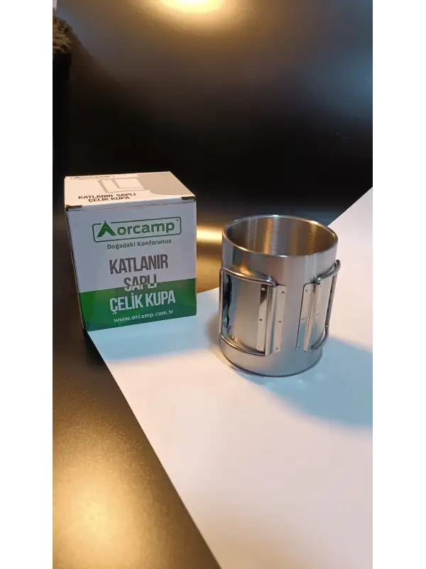Orcamp Katlanabilir Saplı Çelik Kupa Bardak Atatürk Silüetli