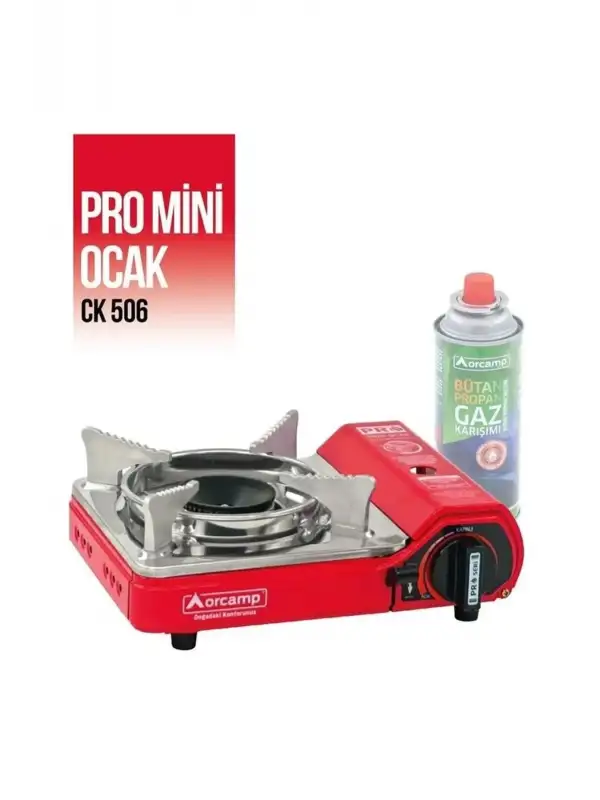 Pro Mini Çantalı Kamp Ocağı (GAZ STOP EMNİYETLİ) Kırmızı