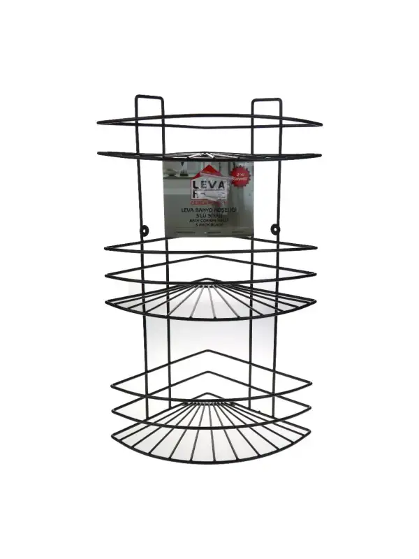 Parmeva 3 Katlı Banyo Köşeliği Siyah Pms-251