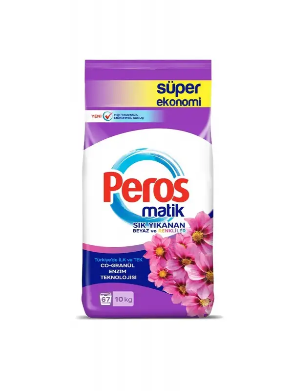 Peros Matik 10 Kg Renkli Beyaz Yıldız Çiçeği