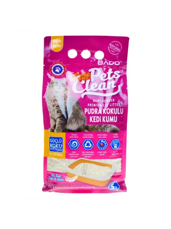 Pets Clean Kedi Kumu Pudra Kokulu 5 Lt