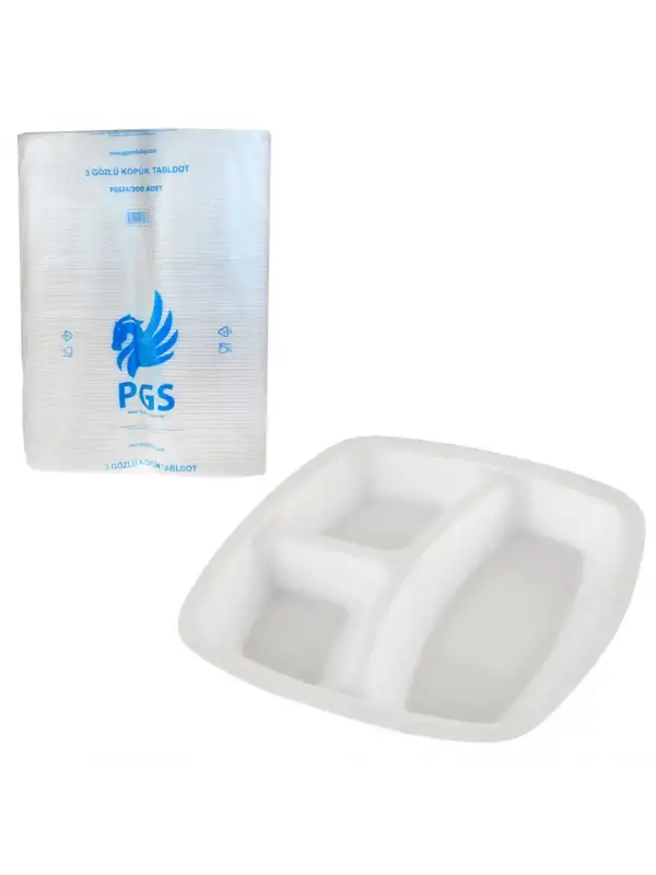 Pgs Köpük Tabak 3 Bölmeli 200 Lü