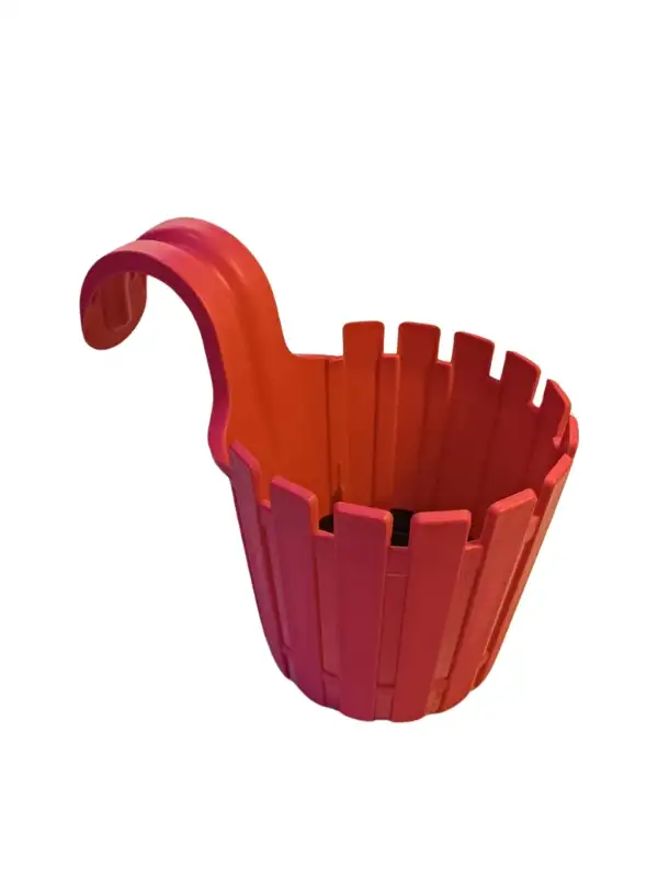 Poliwork Akasya Balkon Saksı Tekli kolay Askı 30 Pembe 1,5 Lt Denge Aparatlı