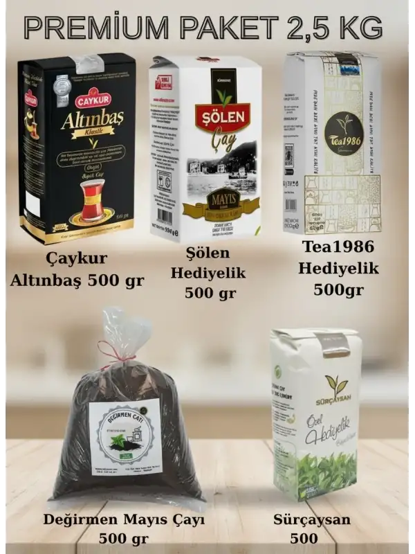 Premium Çay Gurme Seti 2.5 kg  Altınbaş, Şölen, Tea1986, Sürçaysan ve Değirmen Çayı