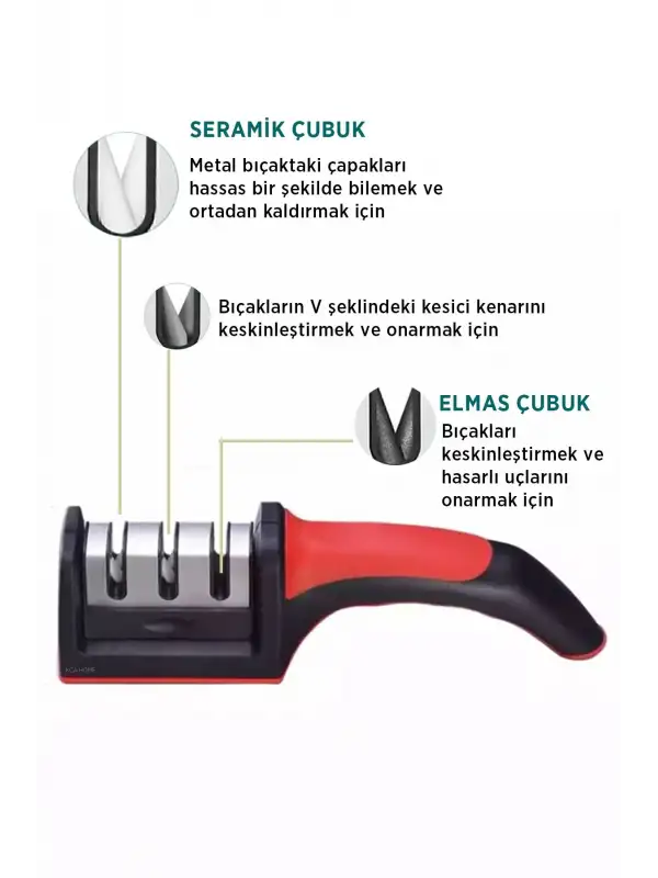 Profesyonel Bıçak Bileme Aleti Mutfak Makası Bileyici 3 Açılı Elmas Uçlu