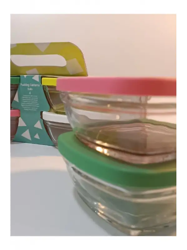 Pudding Silikon Kapaklı Cam Saklama Kabı 12 Li Kahvaltılık