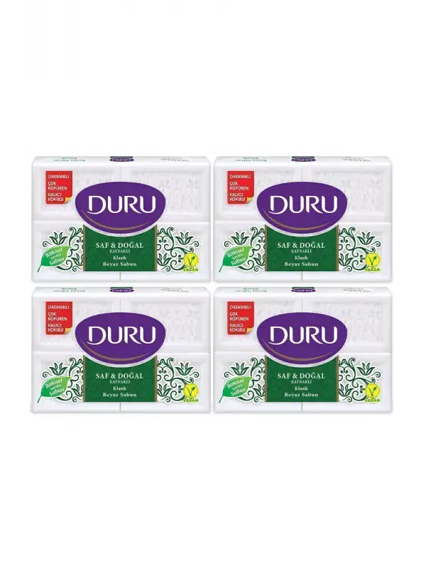 Saf & Doğal Kaynaklı Klasik 16 Adet Beyaz Kalıp Sabun 4x600gr