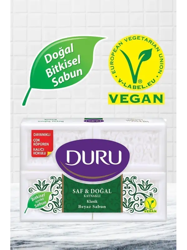 Saf & Doğal Kaynaklı Klasik 16 Adet Beyaz Kalıp Sabun 4x600gr