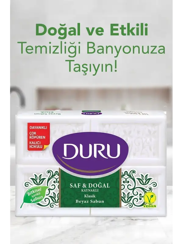 Saf & Doğal Kaynaklı Klasik 16 Adet Beyaz Kalıp Sabun 4x600gr