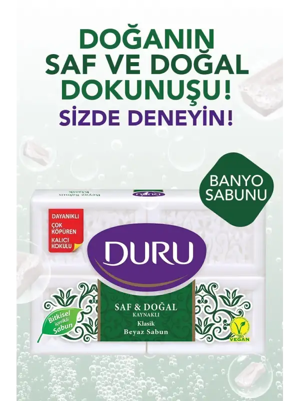 Saf & Doğal Kaynaklı Klasik 16 Adet Beyaz Kalıp Sabun 4x600gr