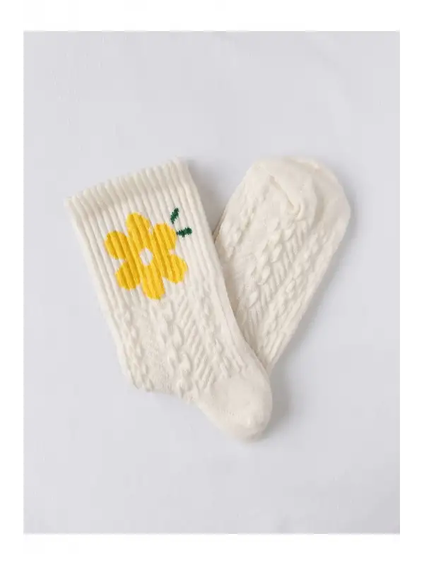 Sarı çiçekli Kadın Çorabı