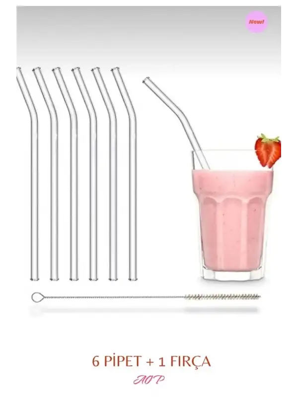 Şeffaf 6’lı Cam Pipet Ve Temizle Fırçası 1 Adet