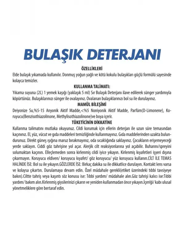 SırBulaşık Deterjanı Limon Çiçeği 5 kg