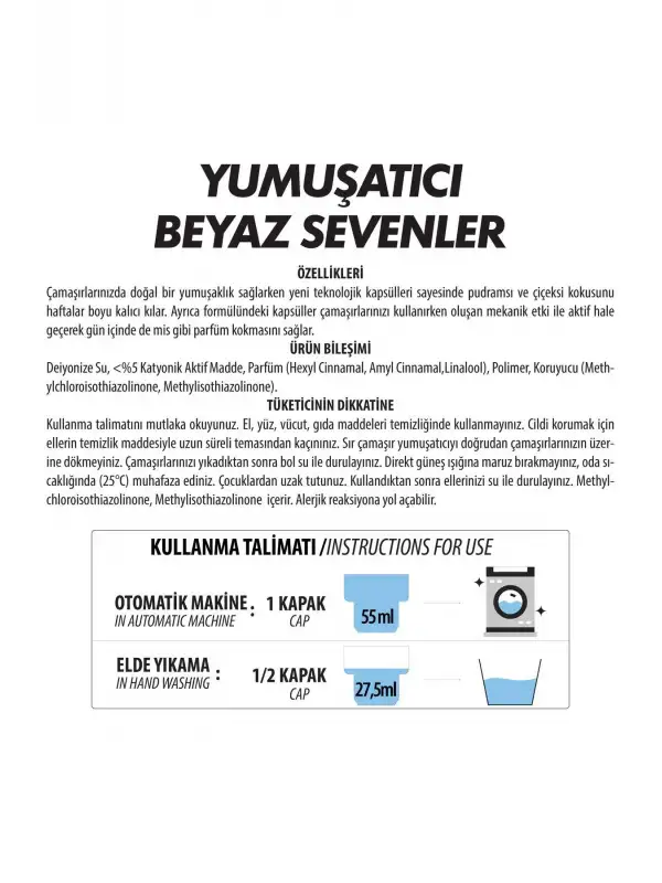 Çamaşır Yumuşatıcısı Beyaz Sevenler 2000 ml