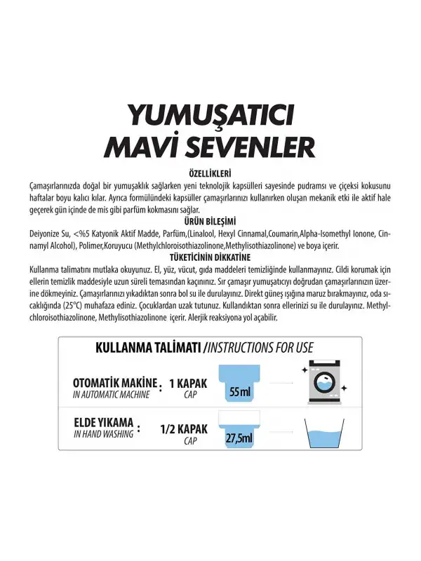 Çamaşır Yumuşatıcısı Mavi Sevenler 2000 ml